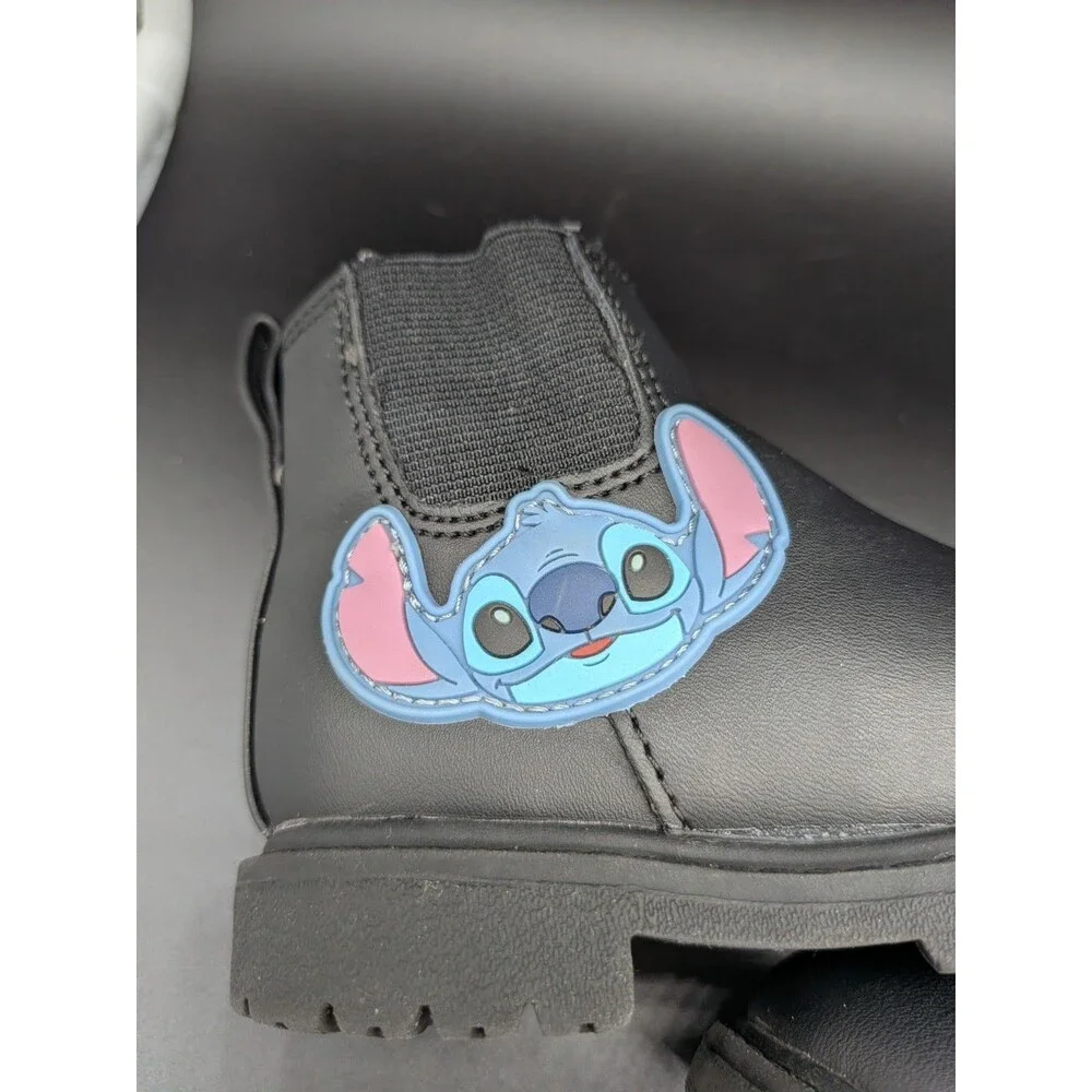Disney Stitch Unisex Kids Chelsea Ankle Boot Black Faux Leather Slip On 6